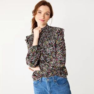 Draper James RSVP Mini Floral Ruffled Keyhole Top